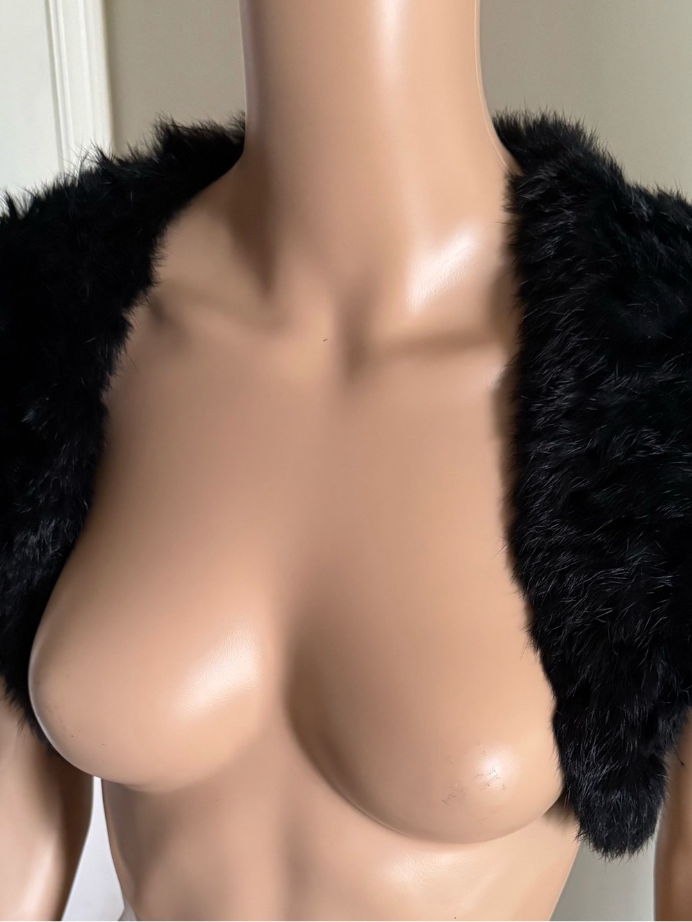 Black Faux Fur Shrug Bolero - Elegant Women's Robe Accent
